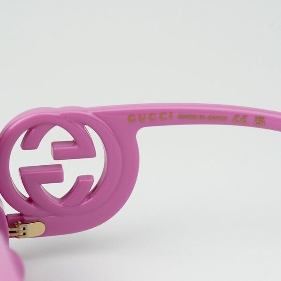 NEW Gucci GG1325S 006 Pink Grey Rectangle Unisex Sunglasses GG 1325S - Picture 7 of 10